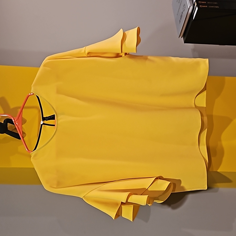 Bright Yellow Ruffle sleeve top